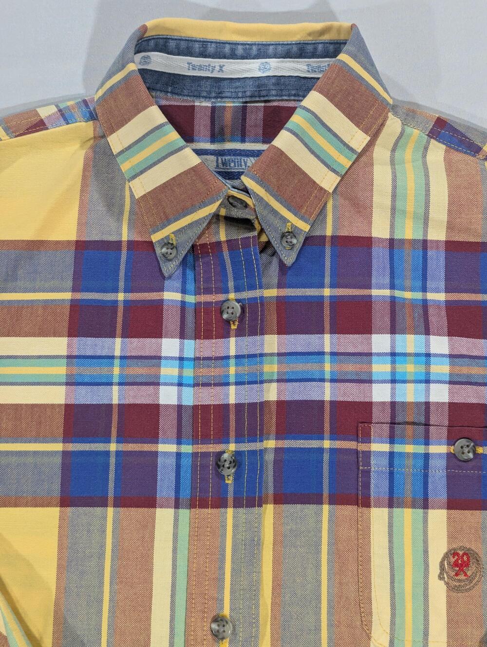 Twenty X Shirt Mens Med Multicolor Plaid Long Sleeve Western Button Down Casual